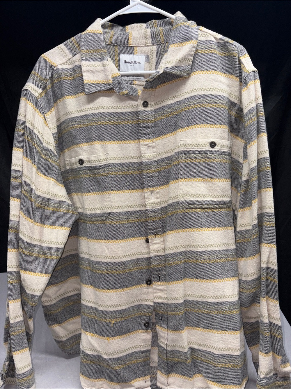 Goodfellow & Co Men's Striped Button-Down Shirt - Gray, Cream & Yellow